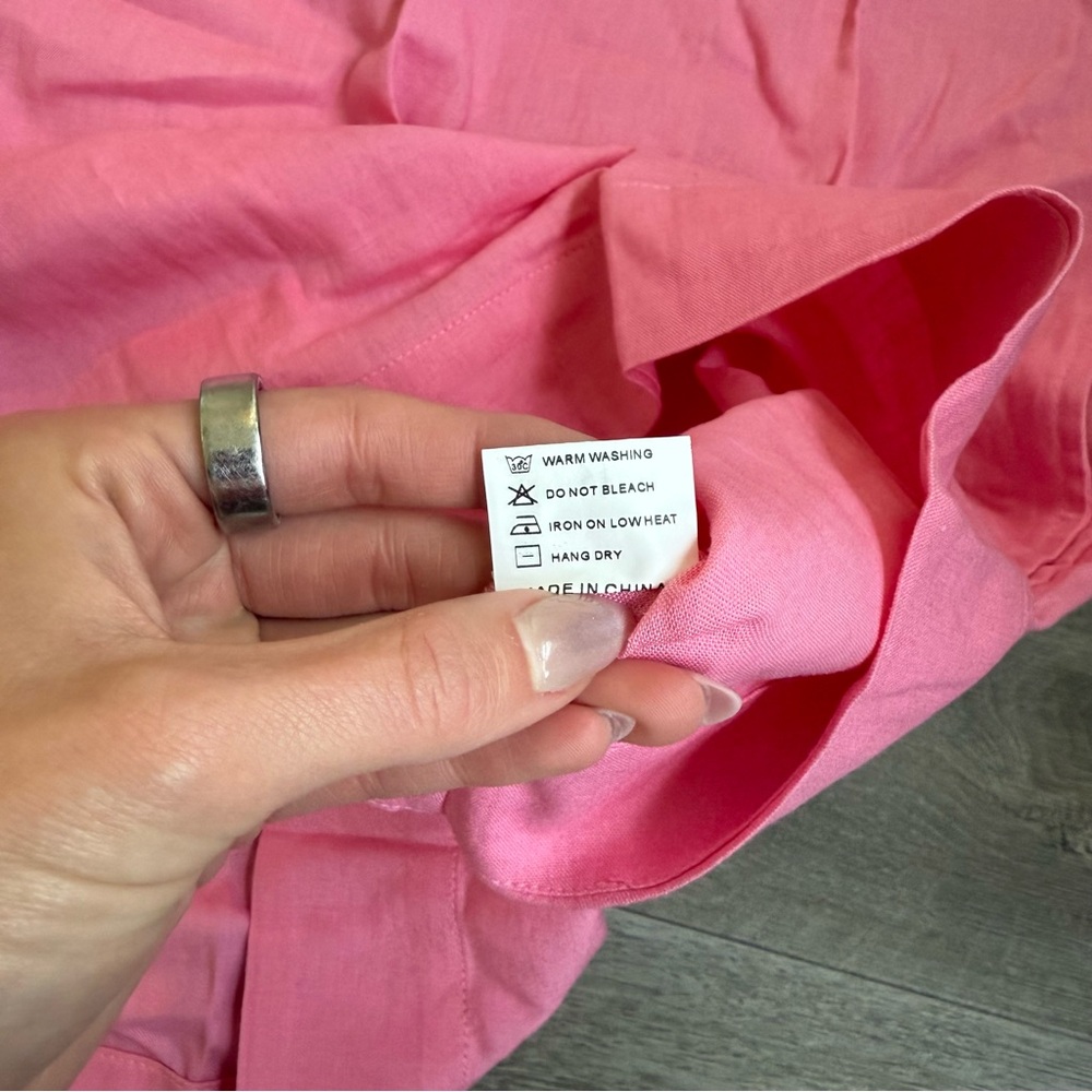 Amazon Size M Linen Pink Mini Dress with Pockets - Picture 6 of 6